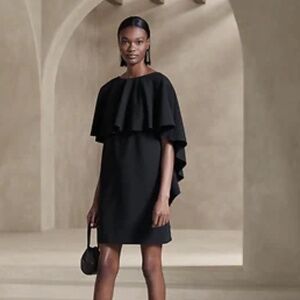 NWT Banana Republic -  Forte Mini Ruffle Dress - XS in Black